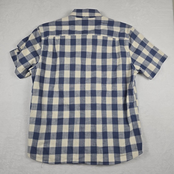 LL Bean Traditional Fit Short Sleeve Shirt Men's Medium Blue Plaid Stretch - Picture 5 of 5